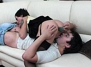 Naughty babe stretches her butthole with a dildo before a hard anal workout